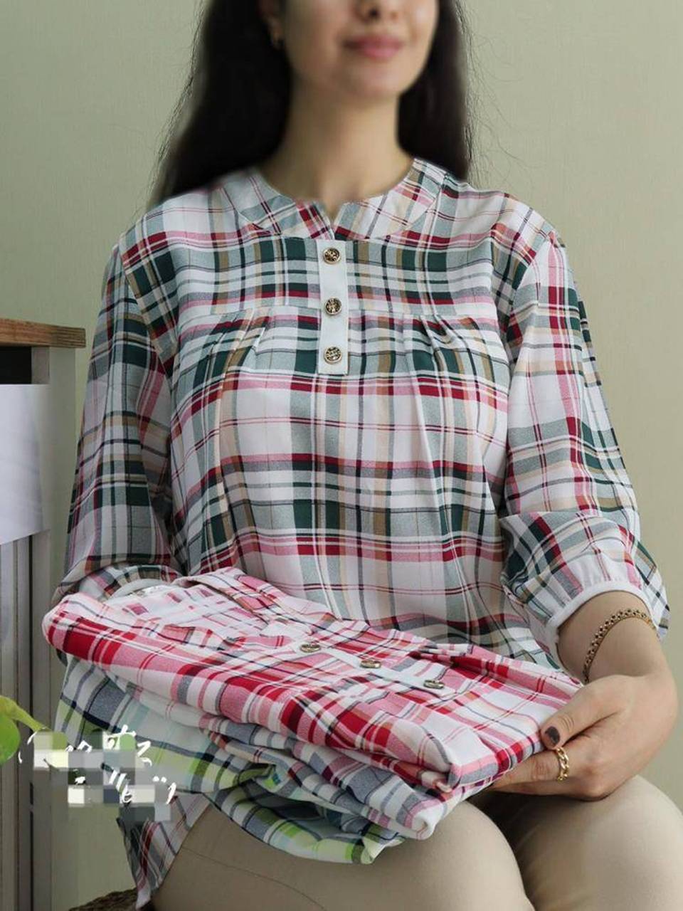 بولیز تونیک جلوبسته چهارخونه 3127